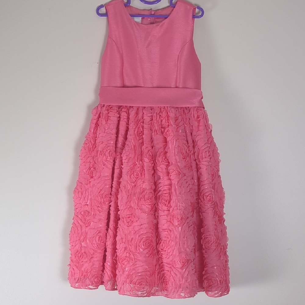American Princess Pink Rosette Fit & Flare Dress - Girls Size 8